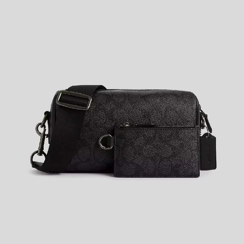 COACH Axel Crossbody In Signature Canvas Charcoal Print Varies CV762