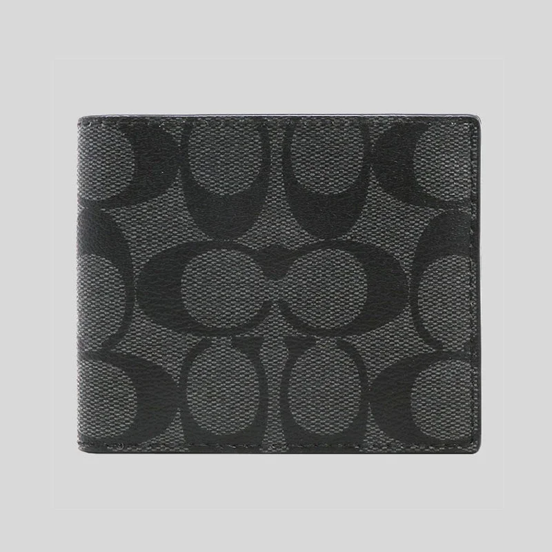 Coach ID Billfold Wallet In Signature Canvas Black F66551