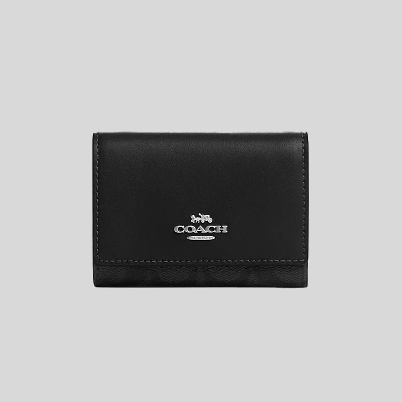 COACH Micro Wallet In Signature Canvas Graphite/Black CM761