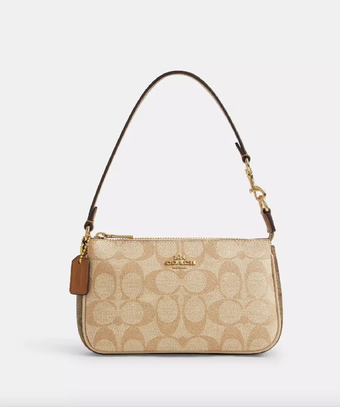 Coach Nolita 19 Wristlet Signature Light Khaki Ivory Multi