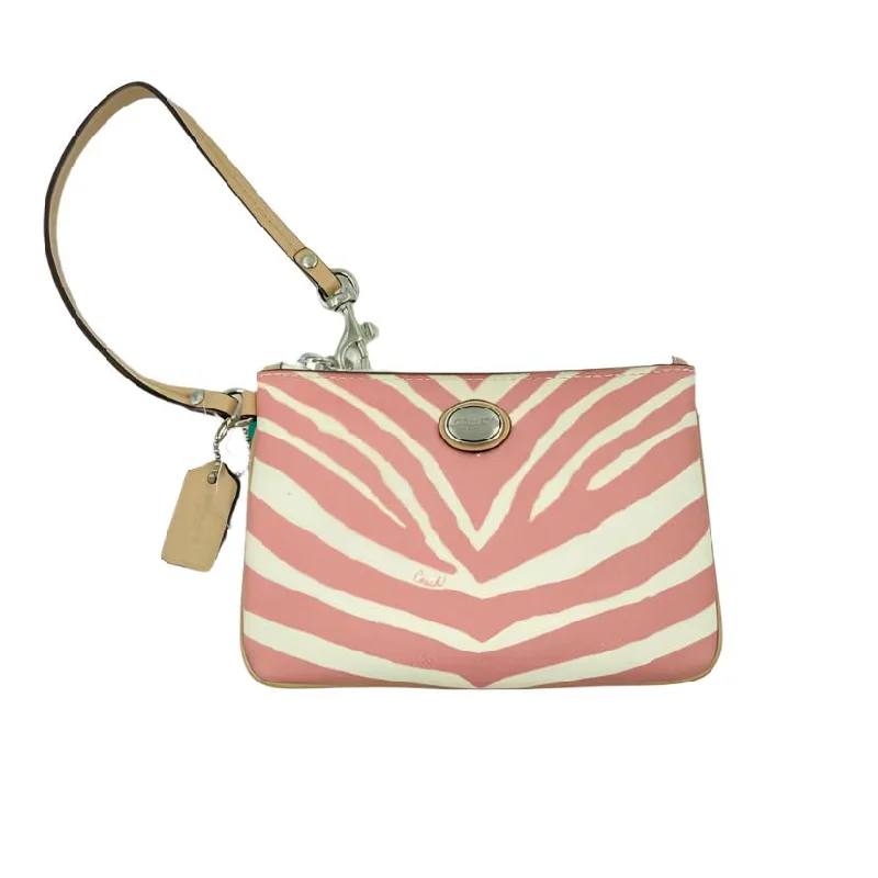 Coach Women's Pink Luxe zebra Wristlet