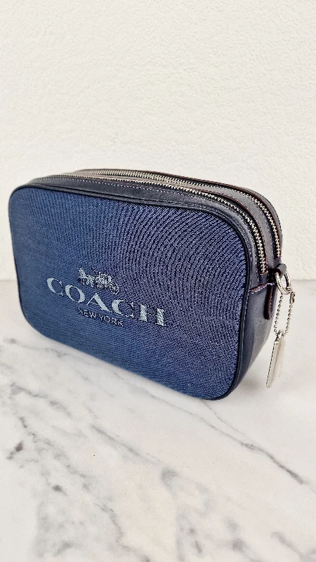 Coach Jes Crossbody Camera Bag in Denim & Navy Blue Leather - Coach 6519