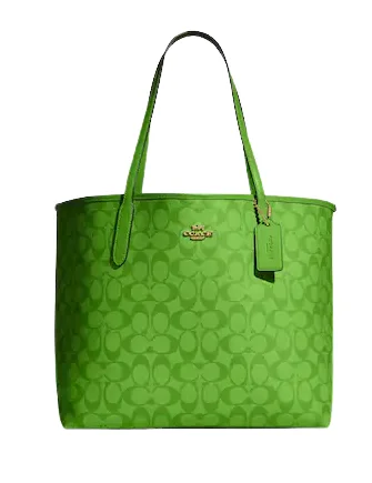 Coach City Tote In Blocked Signature Canvas