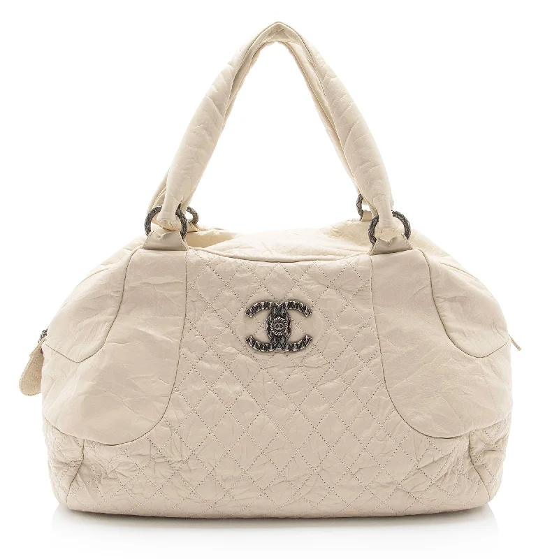 Chanel Distressed Lambskin Coco Rider Large Bowler Bag (SHF-B7H8qF)