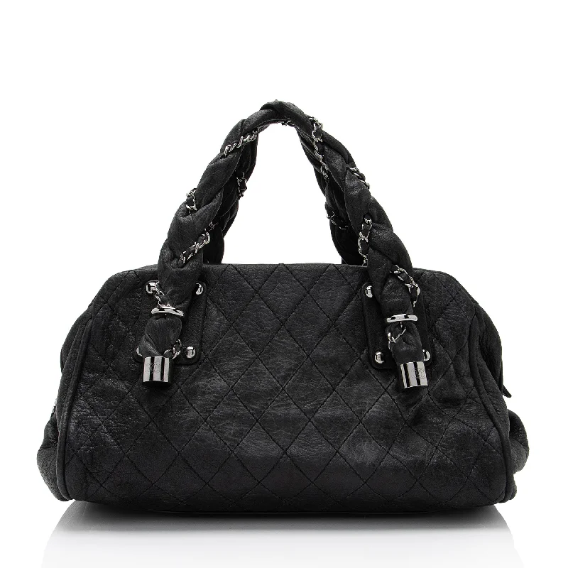 Chanel Distressed Lambskin Lady Braid Bowler Satchel (SHF-4rWbPz)