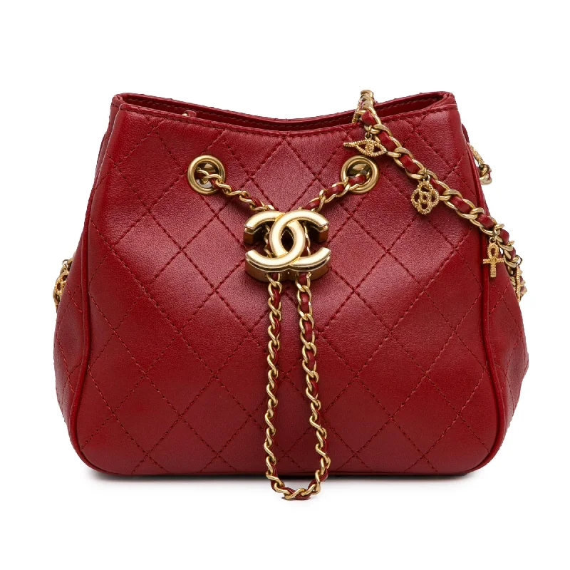 Chanel Small Stitched Calfskin Egyptian Amulet Drawstring Bucket Bag (SHG-hm9mZm)