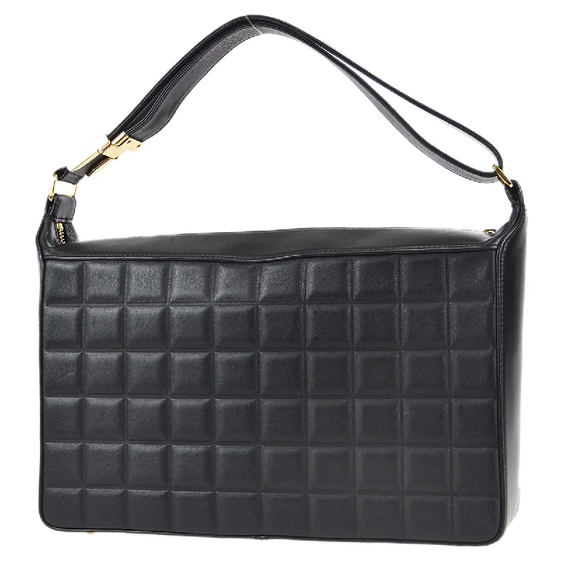 Chanel Choco Bar Shoulder Bag Black Lambskin