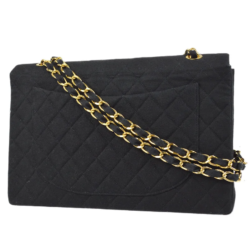 Chanel Classic Flap Maxi Shoulder Bag Black Canvas