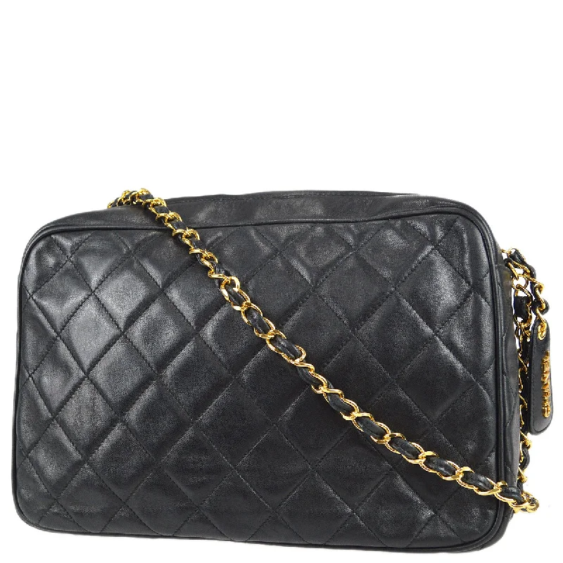 Chanel Chain Shoulder Bag Black Lambskin