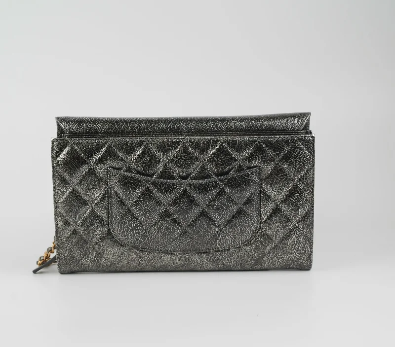 Chanel Zip Away Chain Clutch Wallet on Chain WOC Metallic Grey