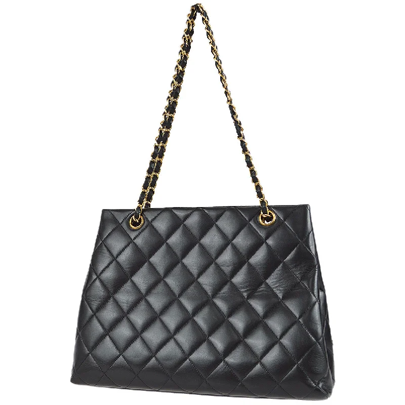 Chanel Chain Shoulder Tote Bag Black Lambskin