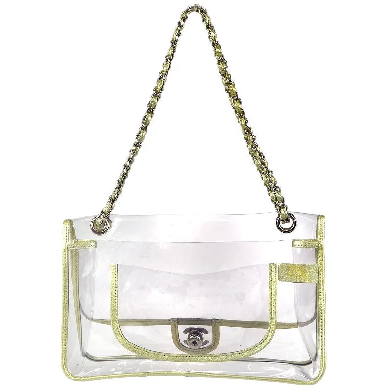 Chanel Double Chain Shoulder Bag Clear Vinyl