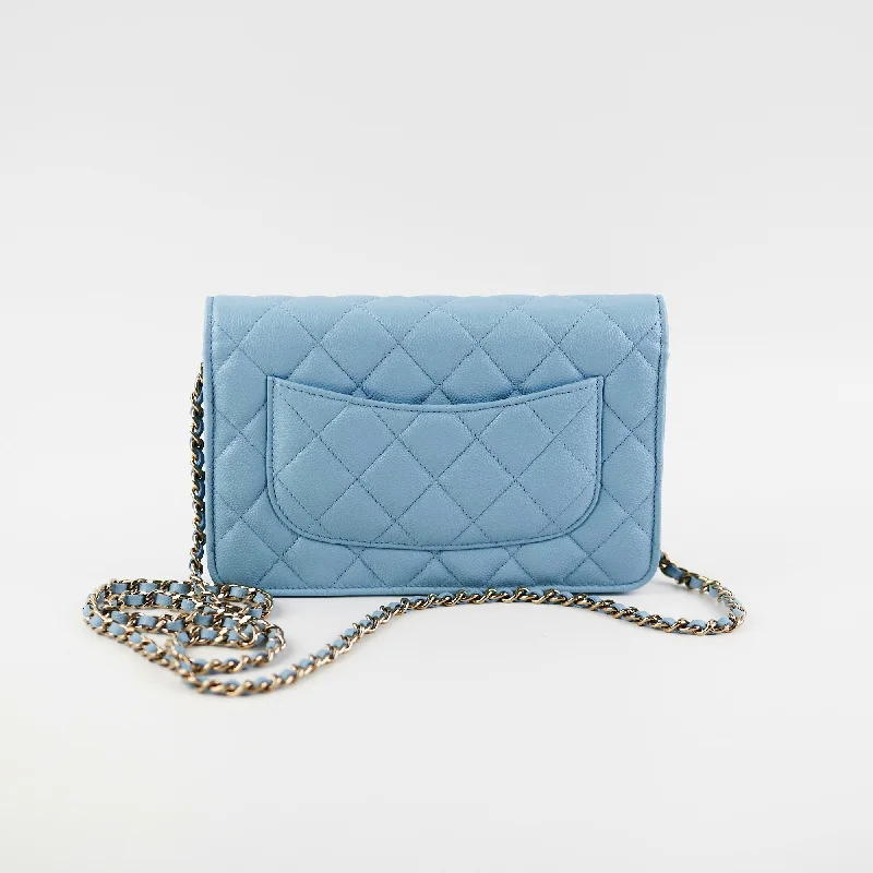 Chanel Wallet On Chain WOC Caviar Light Blue  (Microchip)