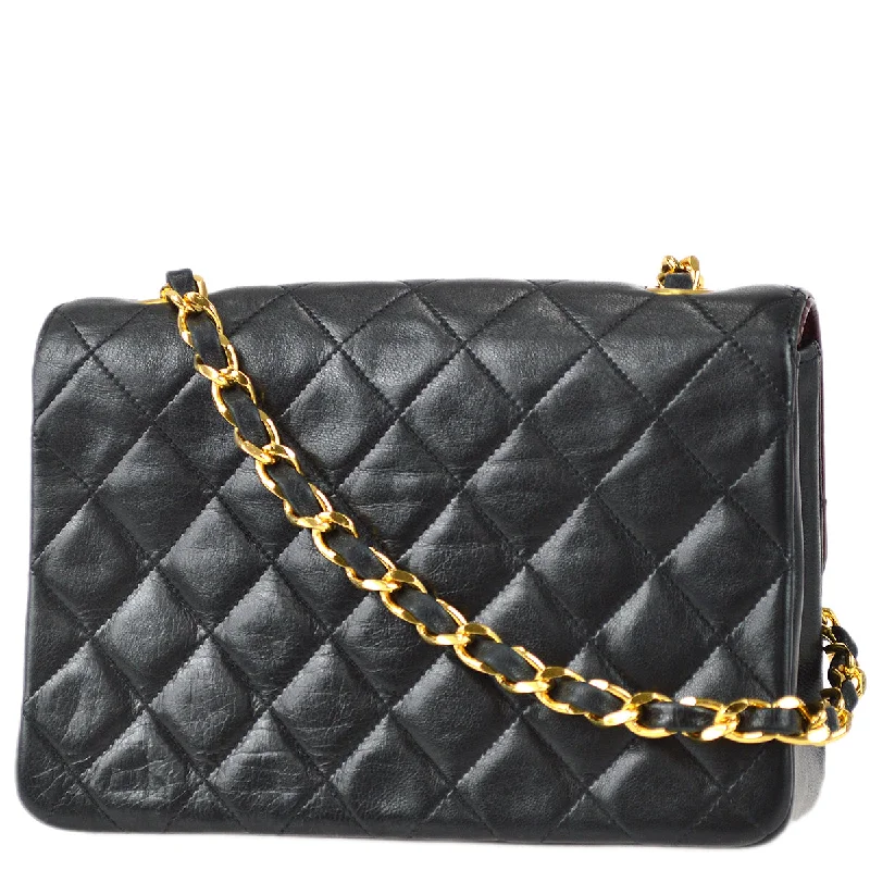 Chanel Classic Flap Chain Shoulder Bag Black Lambskin