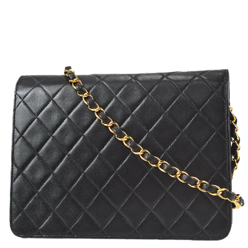 Chanel Black Lambskin Medium Half Flap Shoulder Bag