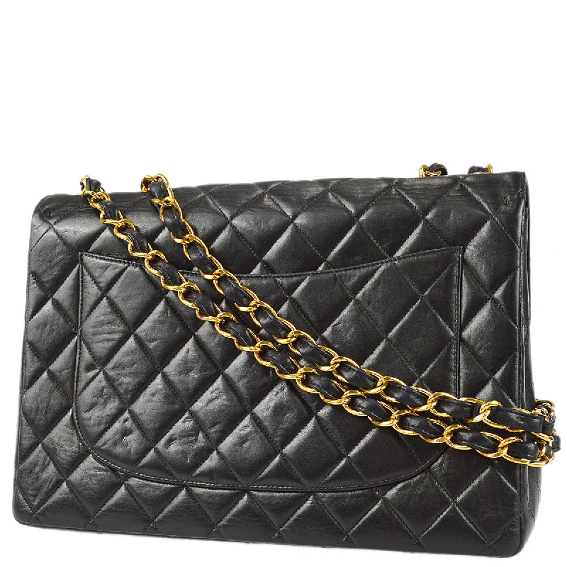 Chanel Classic Flap Jumbo Shoulder Bag Black Lambskin