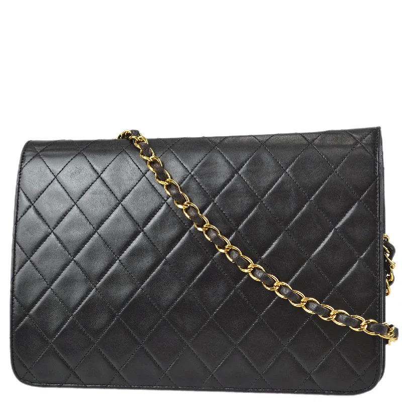 Chanel Black Lambskin Medium Half Flap Shoulder Bag