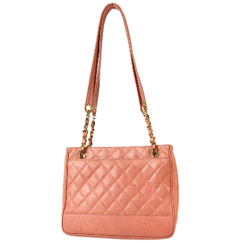 Chanel Chain Shoulder Tote Bag Pink Caviar