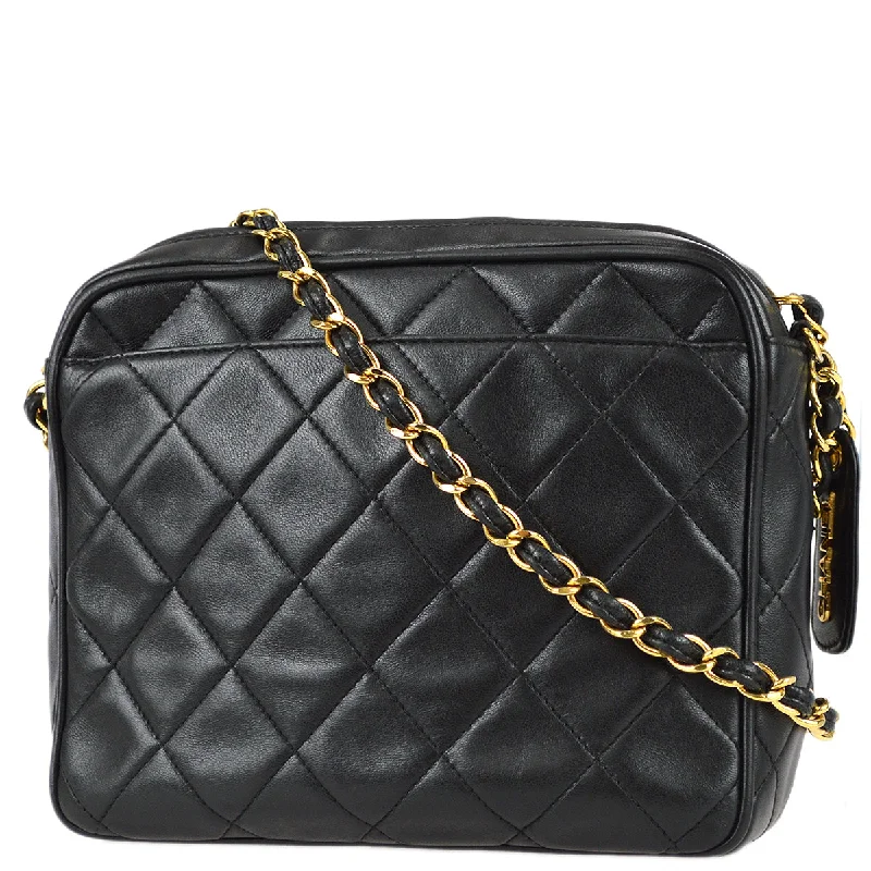 Chanel Chain Shoulder Bag Black Lambskin