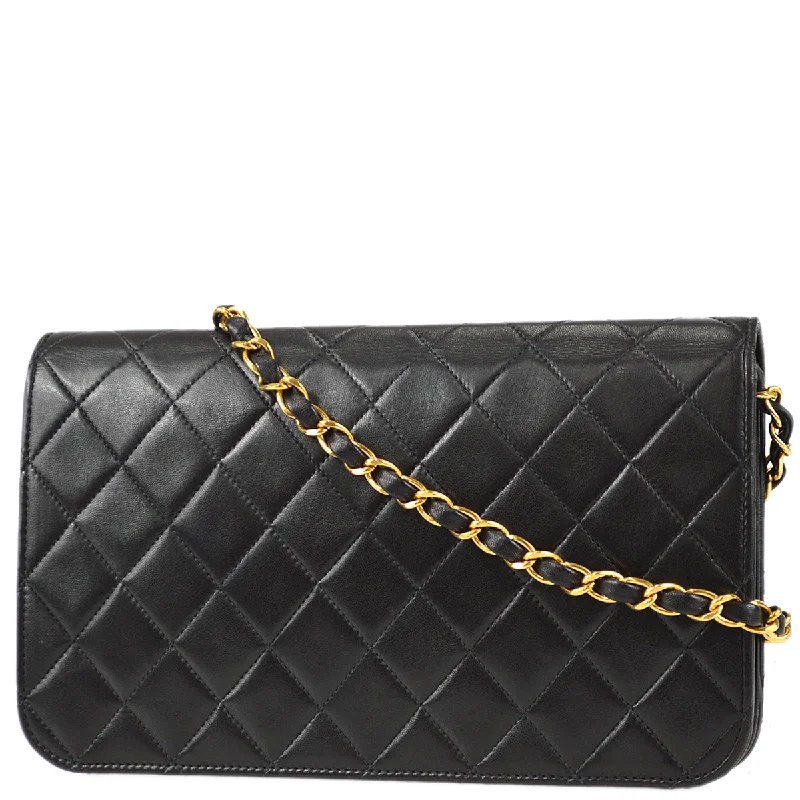 Chanel Full Flap Shoulder Bag Black Lambskin