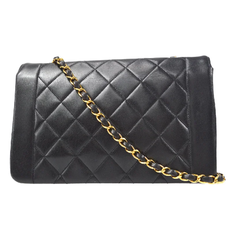 CHANEL Medium Diana Chain Shoulder Bag Black Lambskin