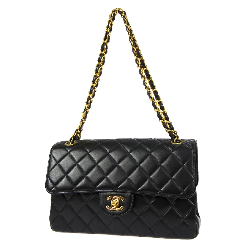 CHANEL Both Sides Classic Flap Medium Shoulder Bag Black Lambskin