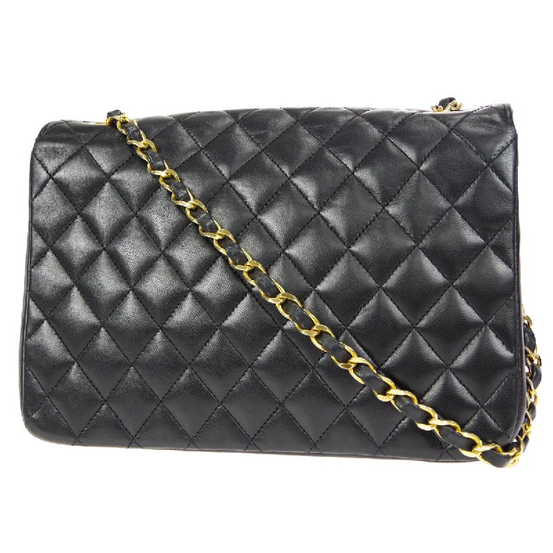 CHANEL Classic Flap Chain Shoulder Bag Black Lambskin