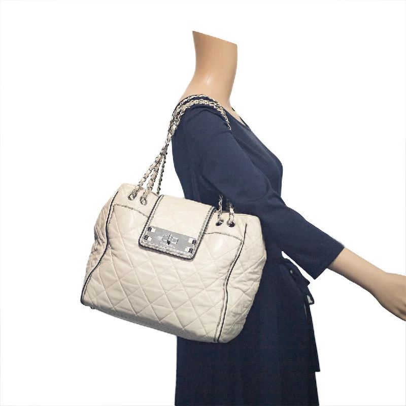 Chanel Quilted Calfskin Shoulder Bag Cream