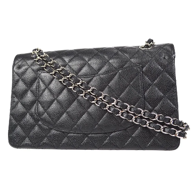 CHANEL Classic Double Flap Medium Shoulder Bag Black Caviar