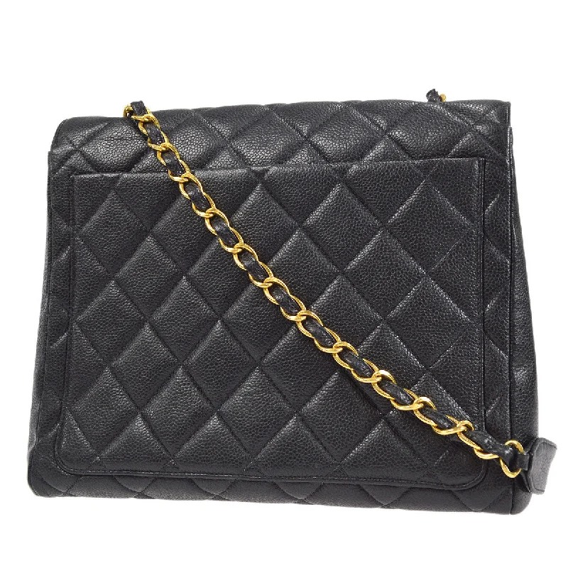 CHANEL Chain Shoulder Bag Black Caviar