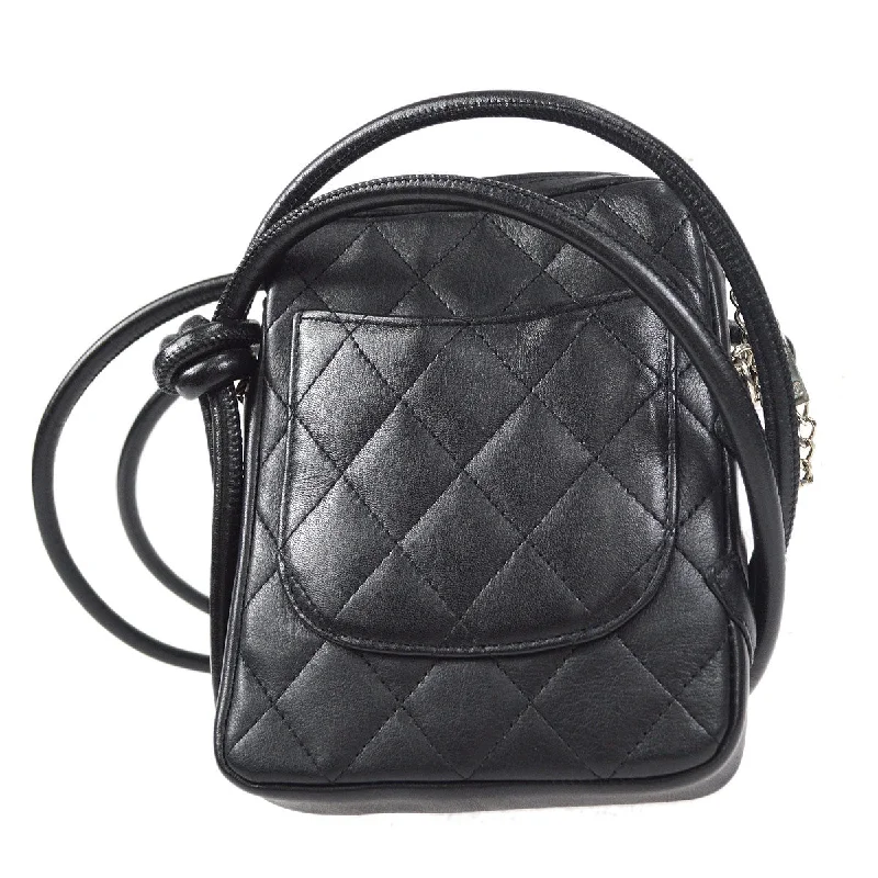 CHANEL Cambon Ligne Shoulder Bag Black Calfskin