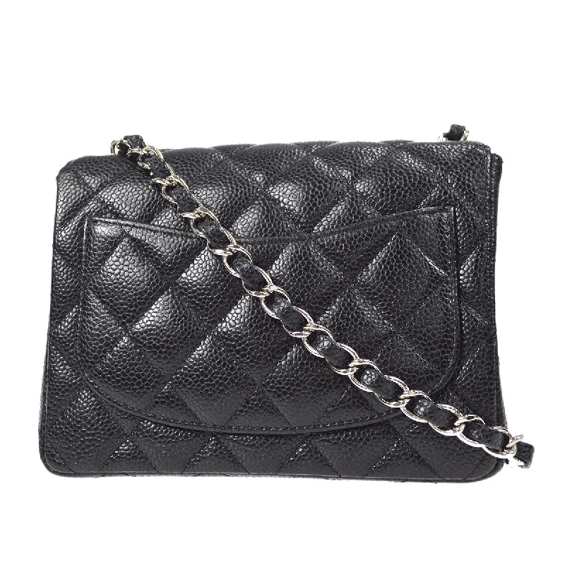 CHANEL Classic Flap Mini Square Chain Shoulder Bag Black Caviar