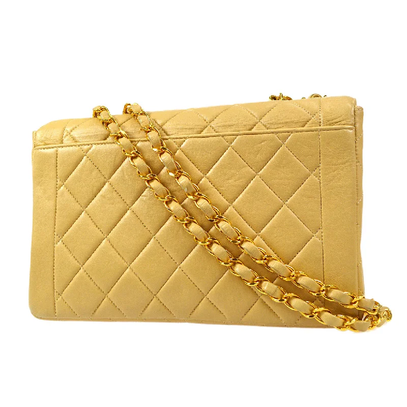 CHANEL Classic Single Flap Small Shoulder Bag Beige Lambskin