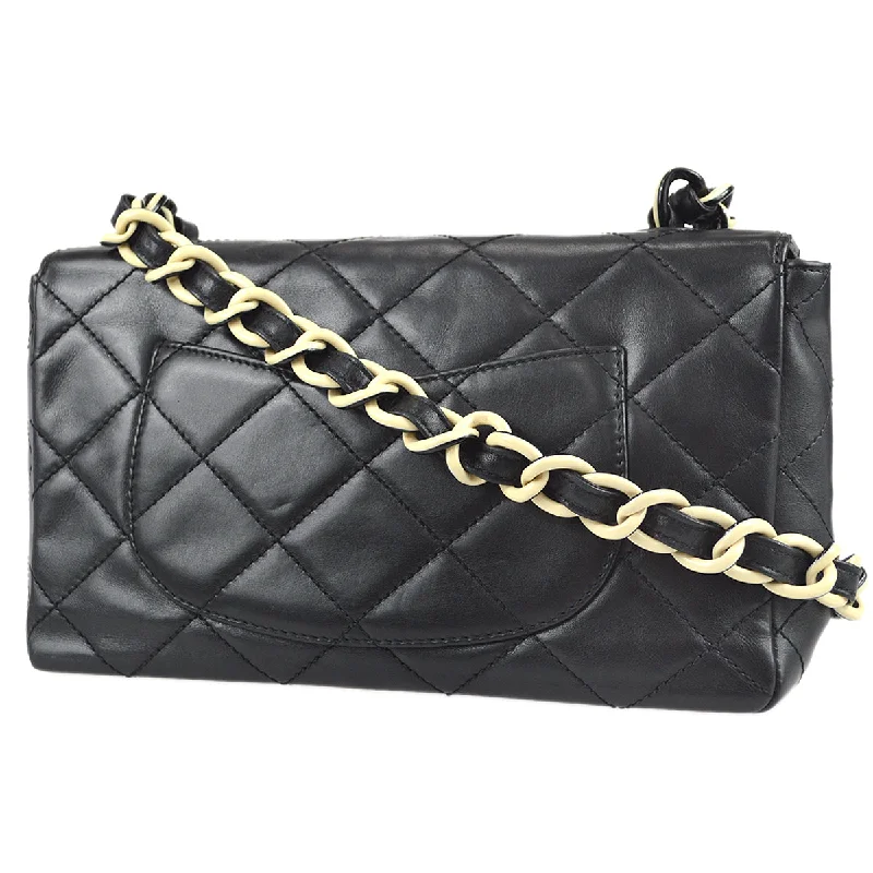 Chanel Classic Single Flap Chain Shoulder Bag Black Lambskin