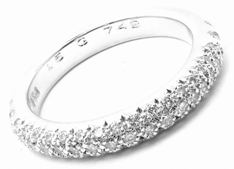 Authentic! Chanel 18k White Gold Diamond Band Ring