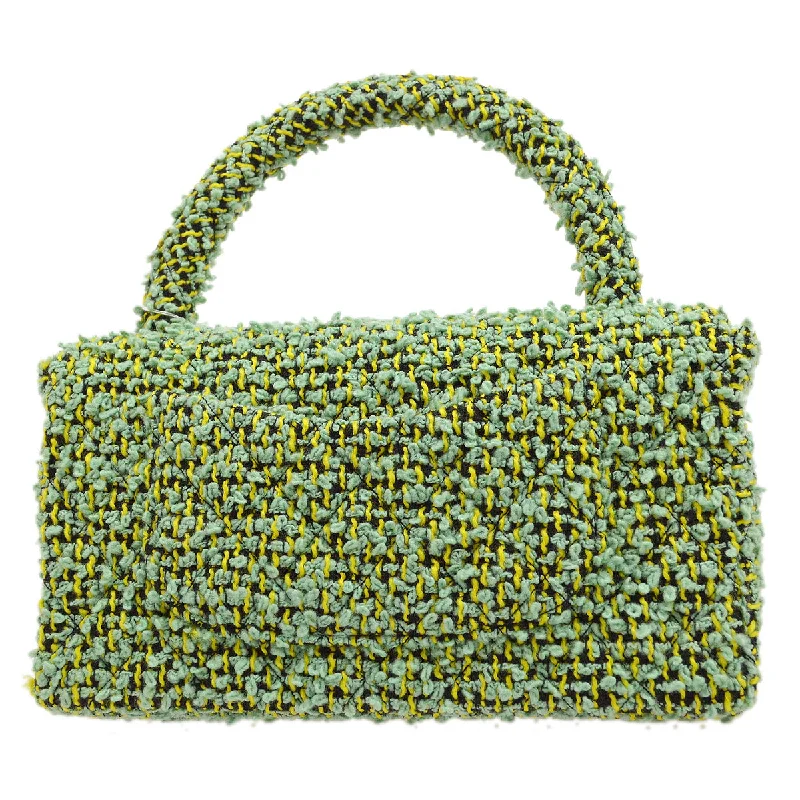 CHANEL * 1994 Classic Flap Handbag Medium Green Tweed 54084