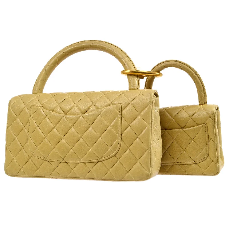 CHANEL 1994 Classic Flap Handbag Set Beige Lambskin 94751