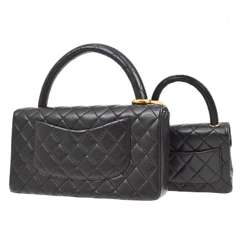 CHANEL 1994 Classic Flap Handbags Set Black Lambskin 52051