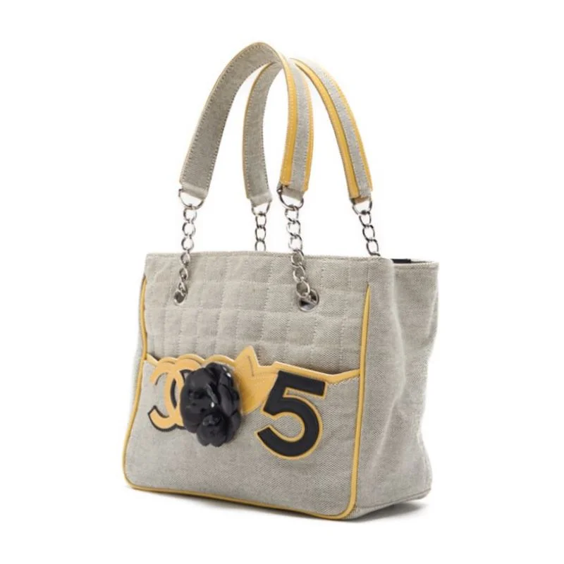 CHANEL . 5 Camelia Handbag Canvas  Emmel Grey × Yellow  Handbag ' Bag Hybrid 【 Delivery】 Honeymoon Online