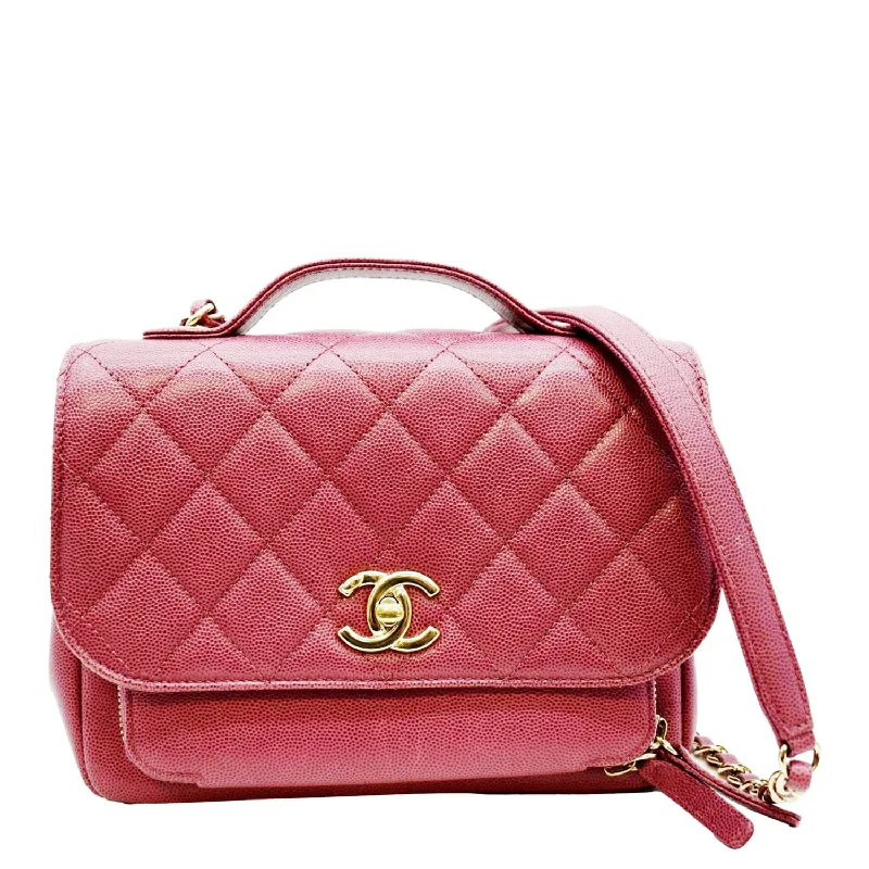 CHANEL Business Affinity Medium Flap Quilted Caviar Shoulder Bag Red