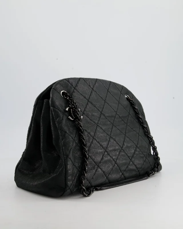 Chanel Charcoal Shimmer Quilted Lambskin CC Shoulder Bag with So Black Hardware