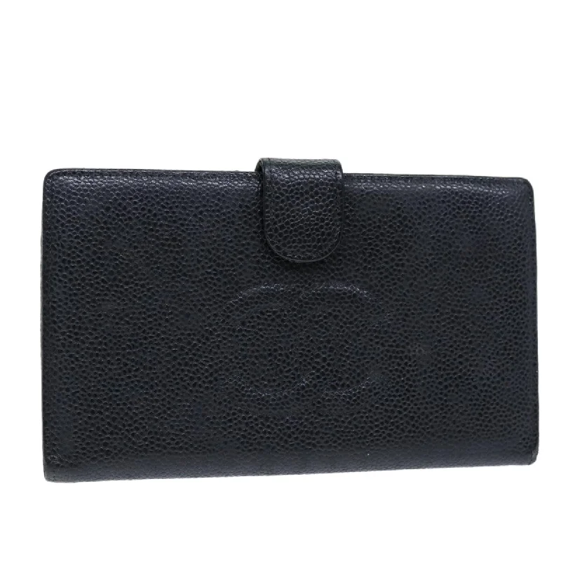 CHANEL COCO Mark Wallet Caviar Skin Black CC  bs14452