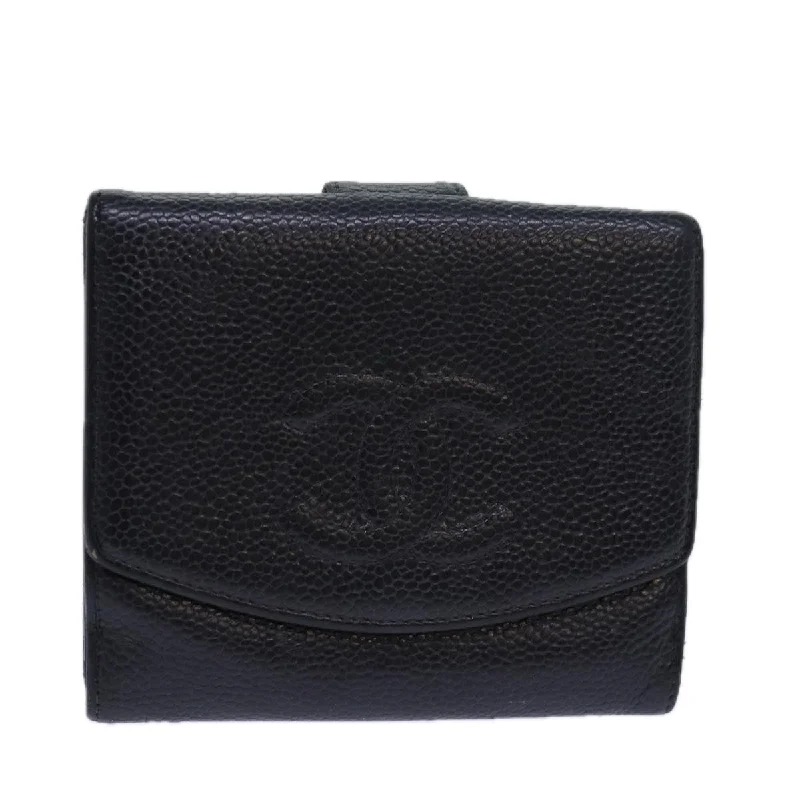 CHANEL COCO Mark Wallet Caviar Skin Black CC  bs15652