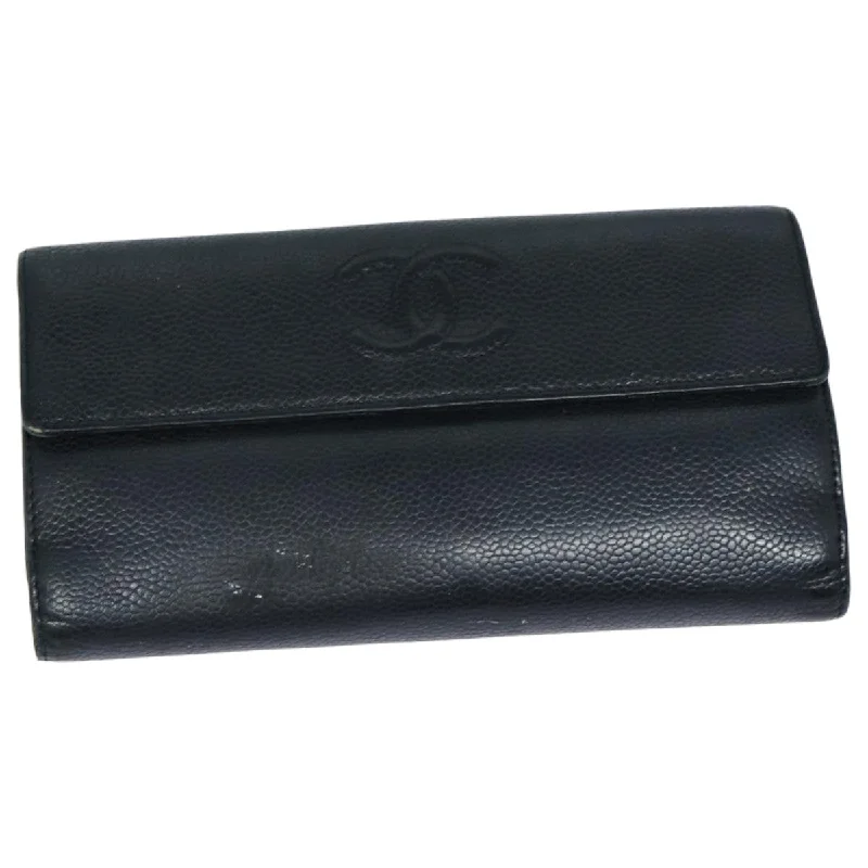 CHANEL COCO Mark Wallet Caviar Skin Black CC  bs16186