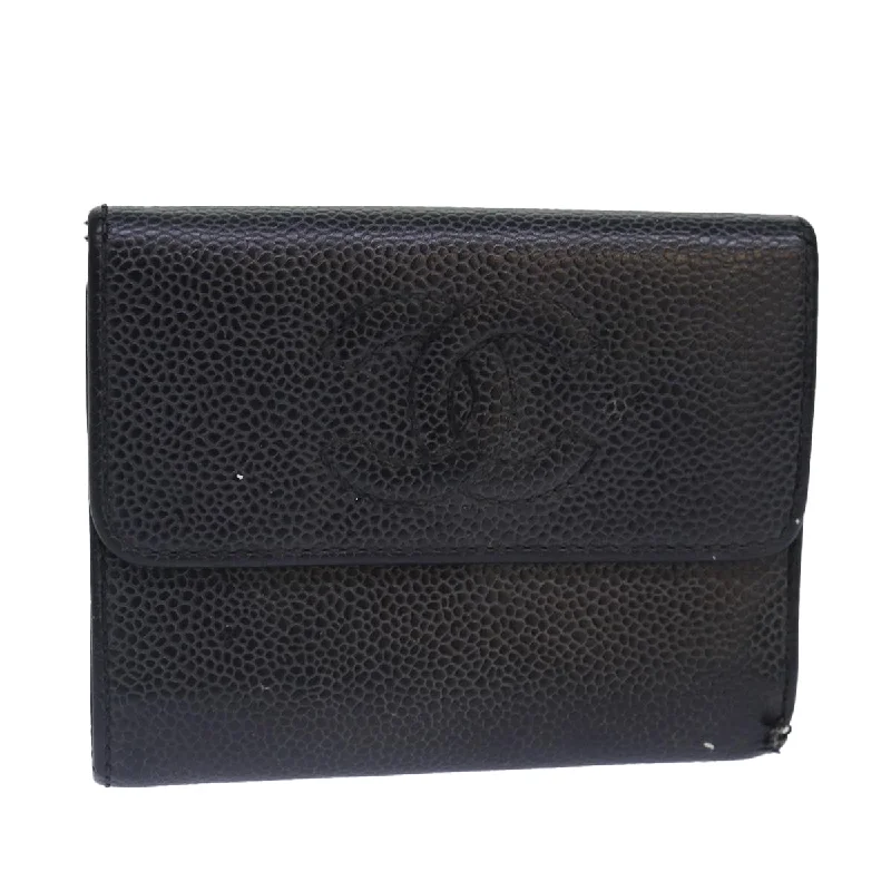 CHANEL COCO Mark Wallet Caviar Skin Black CC  bs16881