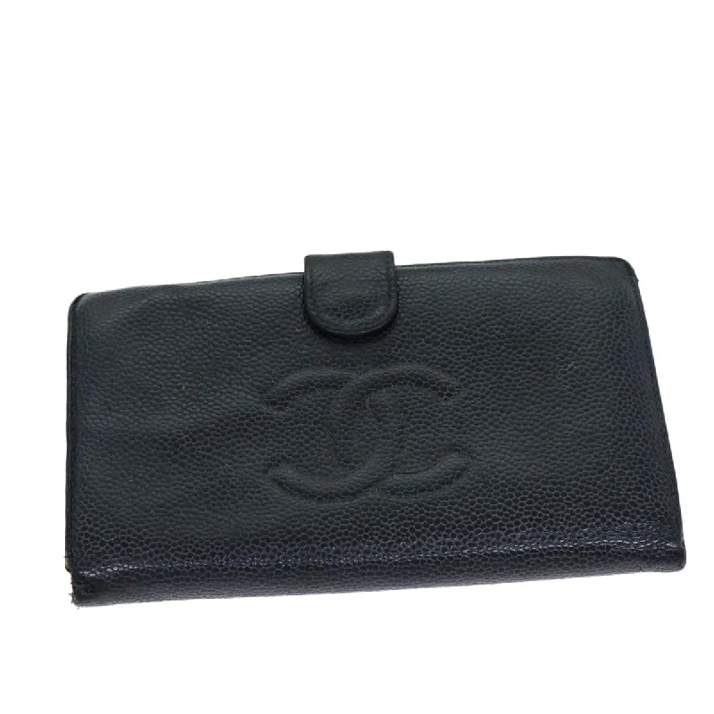 CHANEL COCO Mark Wallet Caviar Skin Black CC  yt993