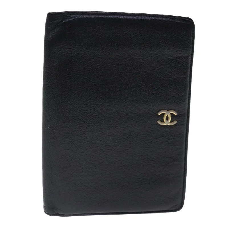 CHANEL COCO Mark Wallet Leather Black Gold CC  bs18721