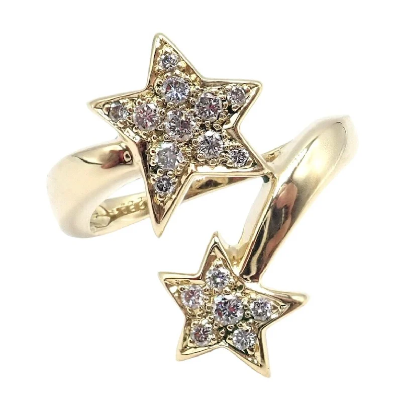 Chanel Comete 18k Yellow Gold Diamond Cocktail Stars Ring sz 6.5