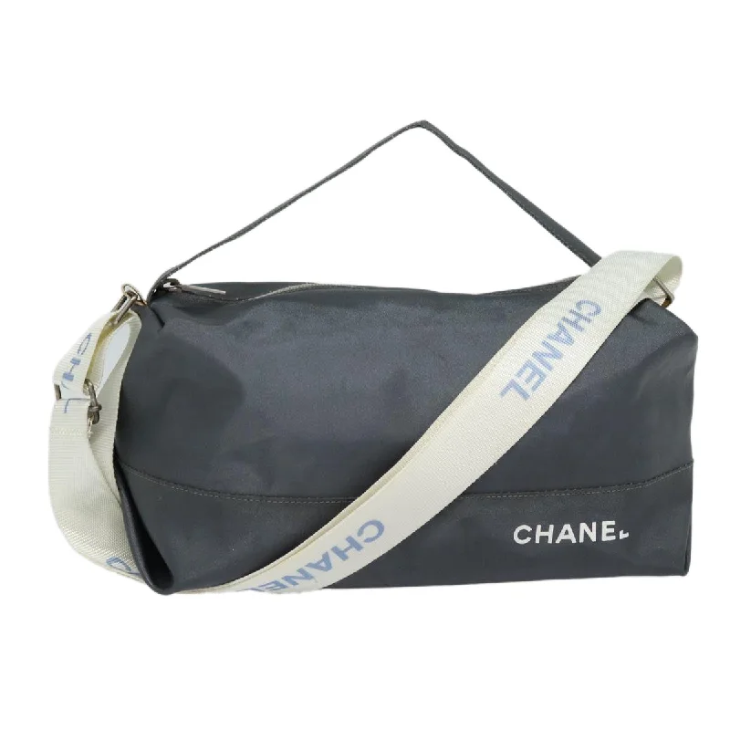 CHANEL Hand Bag Nylon 2way Gray CC  yk14208