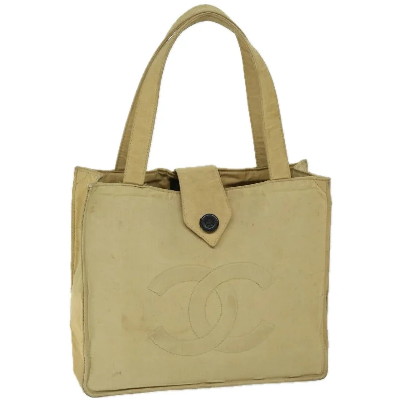 CHANEL Hand Bag Nylon Beige CC  bs12434